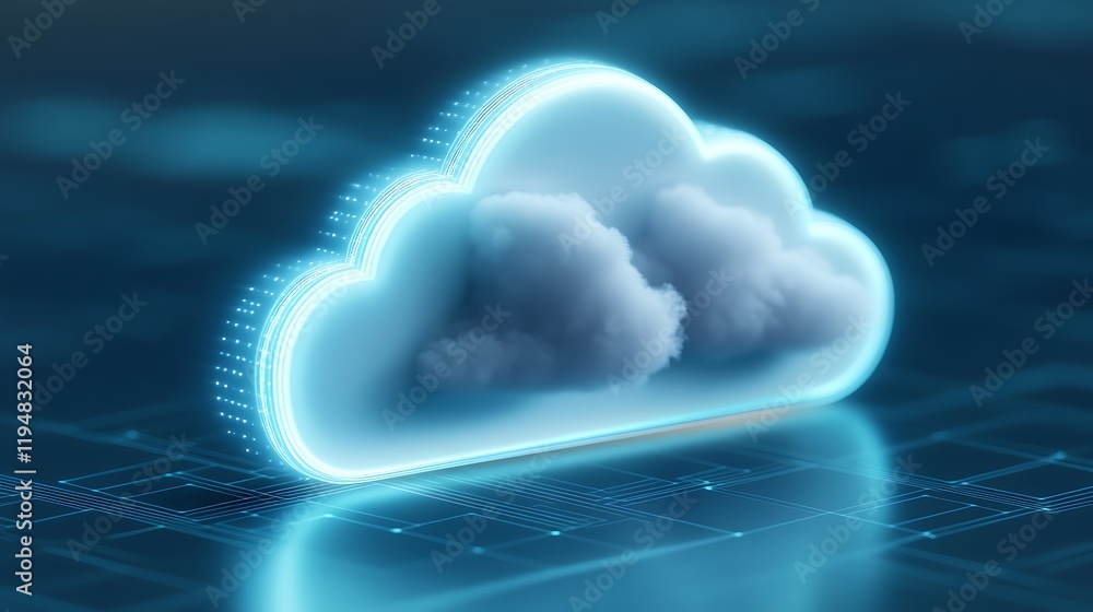Poster futuristic cloud technology concept with 3d rendering of digital cloud and data connection illustrat