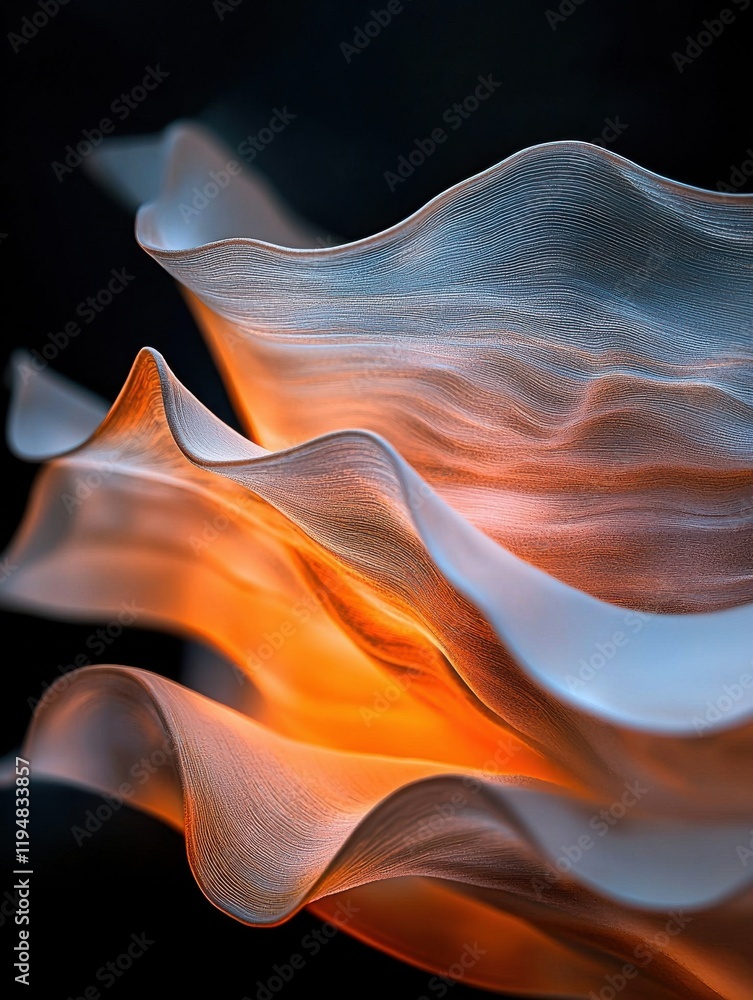 Poster dynamic abstract ocean waves flowing in a dark environment artistic conceptual and beautiful visuals