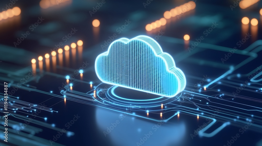 Poster futuristic cloud technology with digital circuit background for data storage and processing concepts