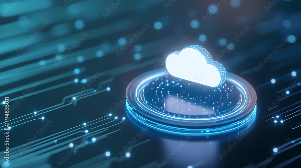 Aufkleber futuristic cloud technology with digital circuits and bright light effects for data storage solution