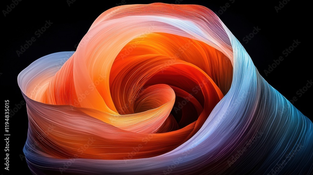 Aufkleber abstract spiral of translucent glowing shards digital art artistic creation modern environment close