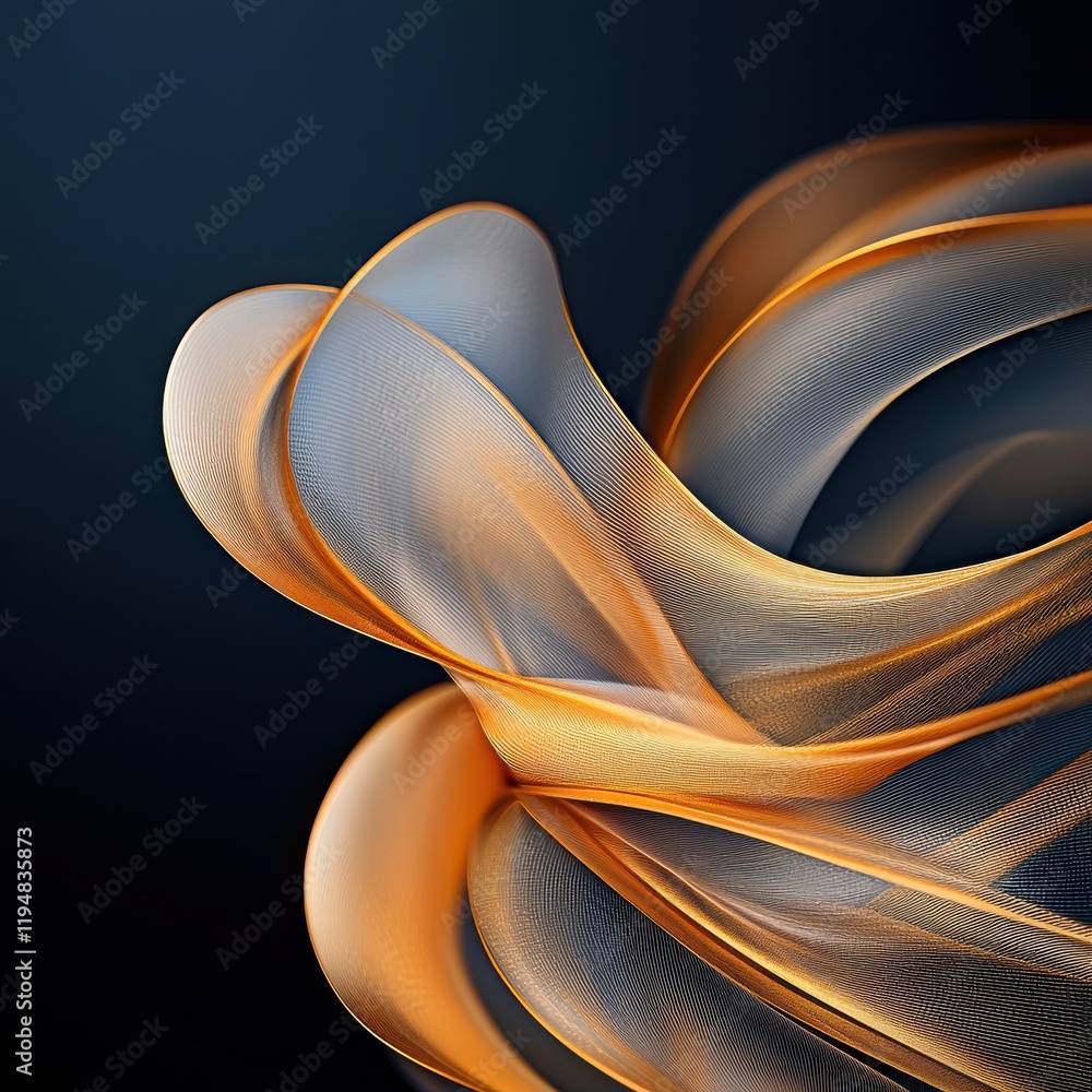 Aufkleber dynamic golden threads of light twisting in a darkened studio abstract art modern aesthetic close-up