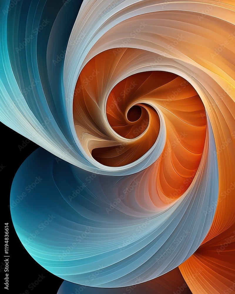Poster dynamic abstract glowing spiral patterns in soft color gradient graphic design digital art modern ae