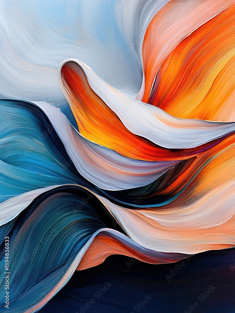Poster dynamic abstract firelike textures twisting in vibrant colors artistic composition modern art enviro