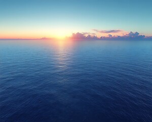 Serene ocean sunset panorama.