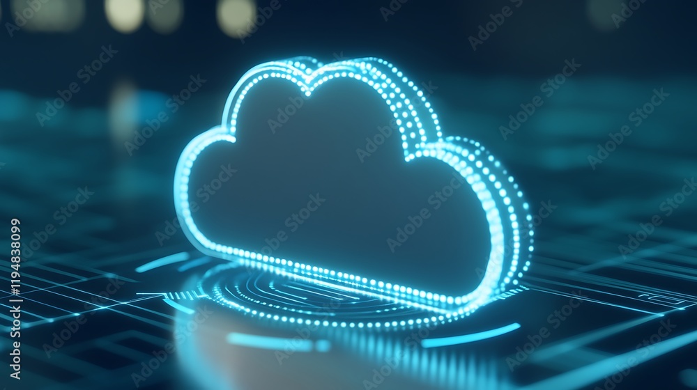 Aufkleber futuristic digital cloud icon on circuit pattern background with glowing effects for technology and 