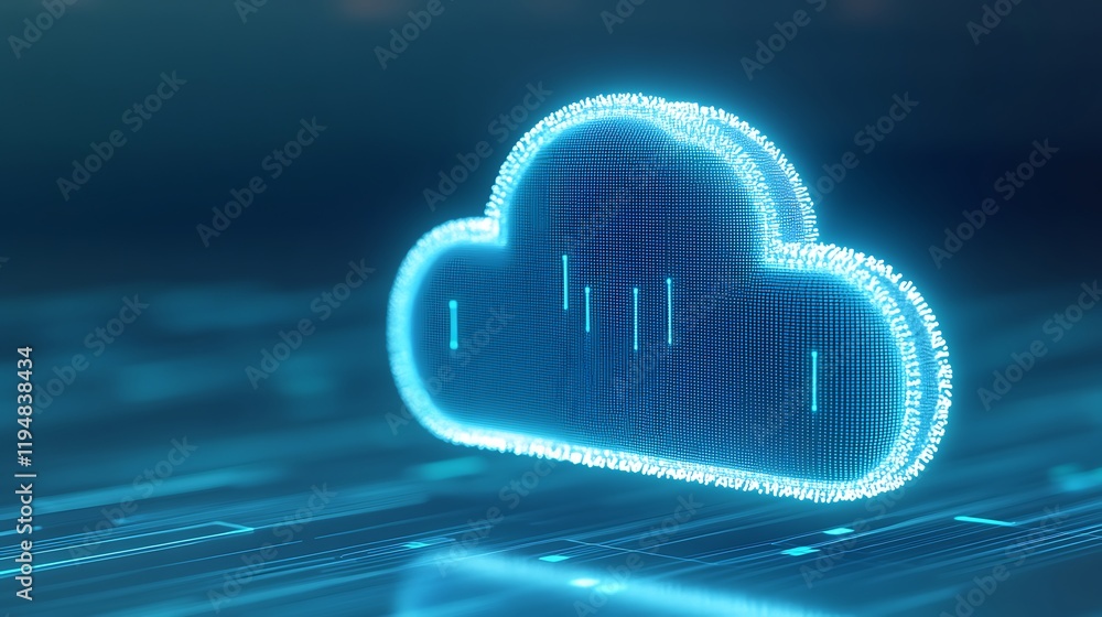 Poster futuristic digital cloud icon representing data storage and connectivity in abstract technology envi