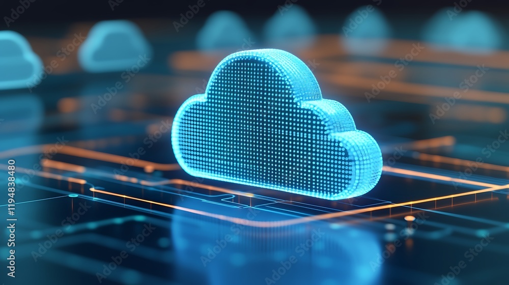 Poster futuristic digital cloud icon representing data storage and connectivity in abstract technology envi