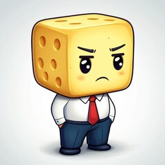 An Angry Cheese Cube Businessman Character