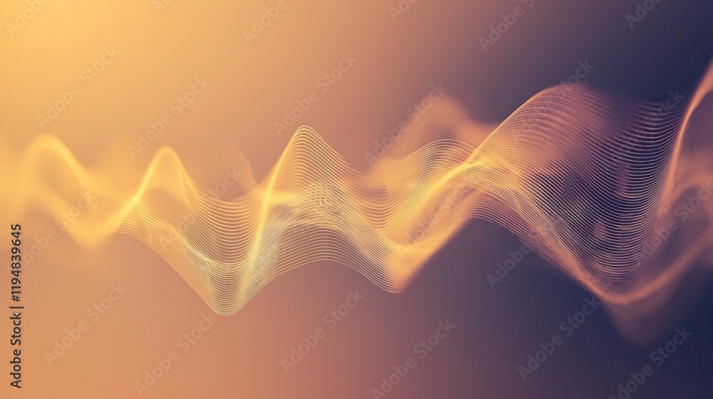 Poster In a tranquil Future Dusk setting, fluid waveforms gracefully ebb and flow, creating visual harmony. The muted colors blend seamlessly, evoking a sense of serene wonder