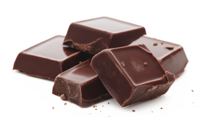 chocolate pieces isolated on a white background