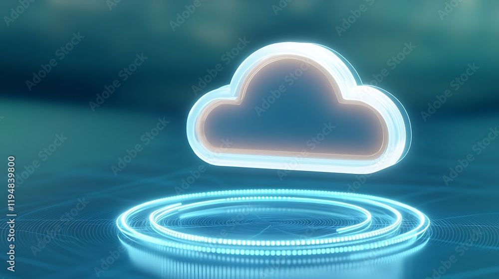 Aufkleber futuristic digital cloud icon with glowing effects and abstract background for technology graphics