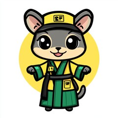 Fototapeta premium Adorable Cartoon Animal Wearing Traditional Clothing