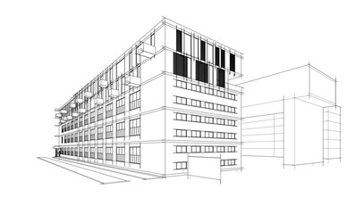 Architectural drawing 3d drawing