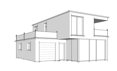 Architectural drawing 3d drawing