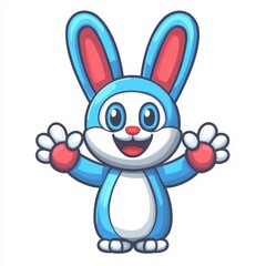 A cheerful blue bunny rabbit welcomes you with open arms