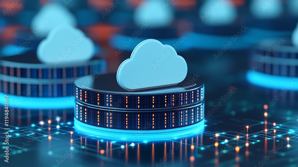 Aufkleber futuristic digital cloud storage technology with abstract data visualization and connectivity elemen