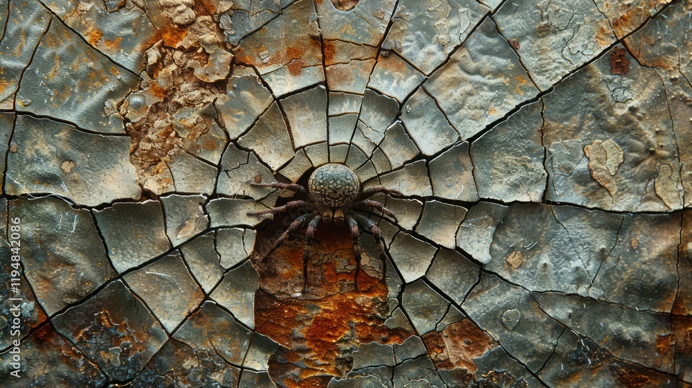Poster the cracks form an intricate and natural pattern that resembles a web-like structure.