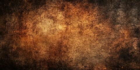 Obraz premium Rustic brown and orange grunge texture background with varying shades and a blurred center, ideal for overlaying text or images in design.