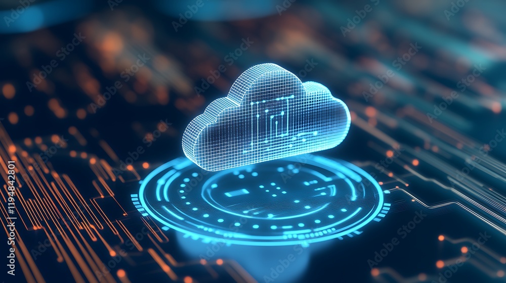 Poster futuristic digital cloud technology concept with circuit background for data storage and connectivit