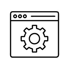 website settings gear icon, website settings gear line art - simple line art of website settings gear, perfect for website settings gear logos and icons and themed design 