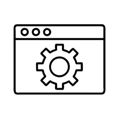 website settings gear icon, website settings gear line art - simple line art of website settings gear, perfect for website settings gear logos and icons and themed design 