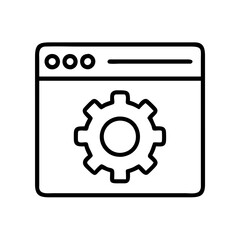 website settings gear icon, website settings gear line art - simple line art of website settings gear, perfect for website settings gear logos and icons and themed design 