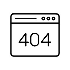 404 error page icon, 404 error page line art - simple line art of 404 error page, perfect for 404 error page logos and icons and themed design 