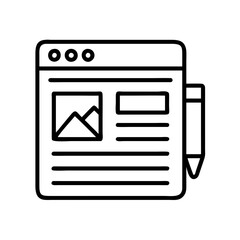 blog post icon, blog post line art - simple line art of blog post, perfect for blog post logos and icons and themed design 