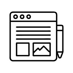 blog post icon, blog post line art - simple line art of blog post, perfect for blog post logos and icons and themed design 