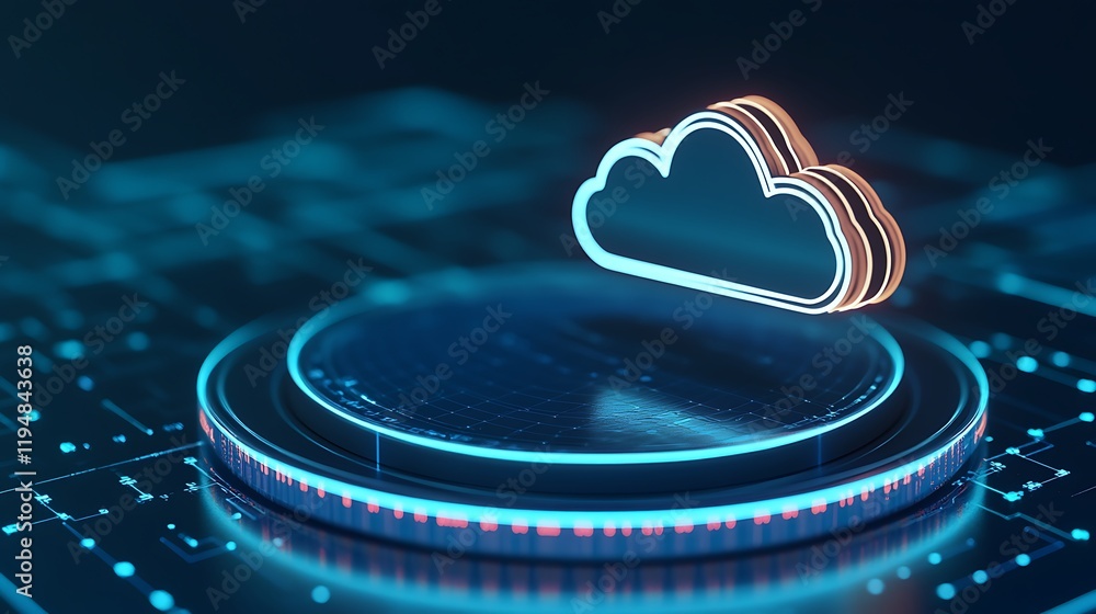 Aufkleber futuristic digital cloud technology with data visualization and 3d elements for innovative solutions
