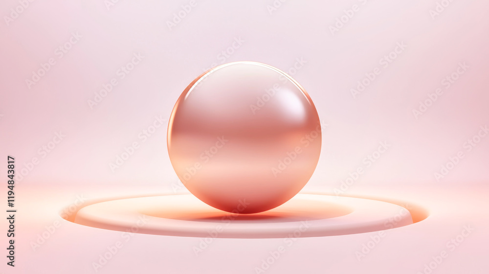 Poster elegant pink gradient background with a smooth spherical object in the center.