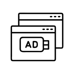 browser tabs with ads icon, browser tabs with ads line art - simple line art of browser tabs with ads, perfect for browser tabs with ads logos and icons and themed design 