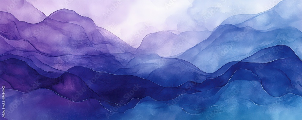 Aufkleber blue and purple abstract background with flowing shapes, featuring soft gradients and ethereal textu
