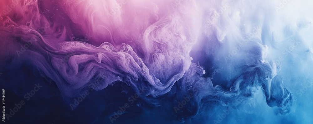 Poster blue and purple abstract background with flowing shapes, featuring soft gradients and ethereal textu