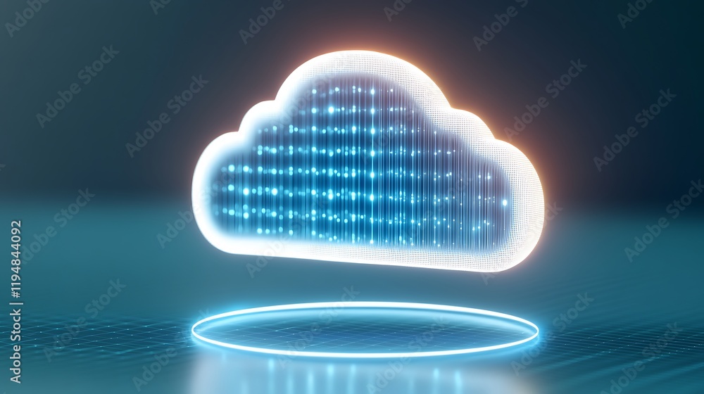 Poster futuristic digital cloud with data stream concept for technology and innovation themes