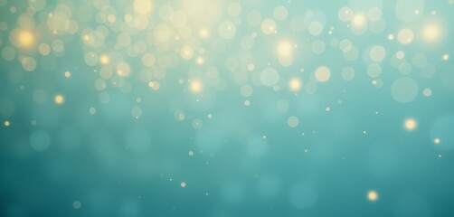 Dark teal background with glowing bokeh and star accents.