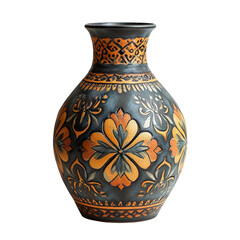 Decorative Pottery Vase with Intricate Design Isolated on transparent background