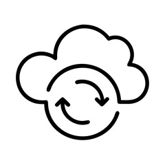 cloud sync icon, cloud sync line art - simple line art of cloud sync, perfect for cloud sync logos and icons and themed design 