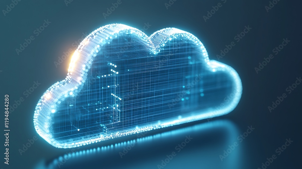 Aufkleber futuristic digital cloud with glowing lines and data connections in a technology background