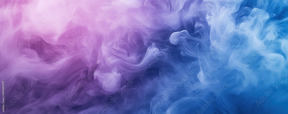 Poster blue and purple abstract background with flowing shapes, featuring soft gradients and ethereal textu