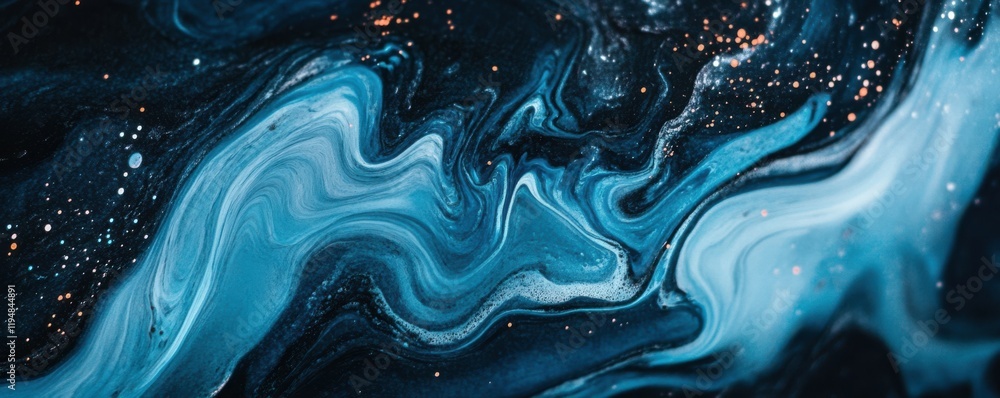 Poster blue black abstract gradient background grain texture effect dark vibrant color flow wave copy space