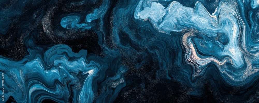 Poster blue black abstract gradient background grain texture effect dark vibrant color flow wave copy space