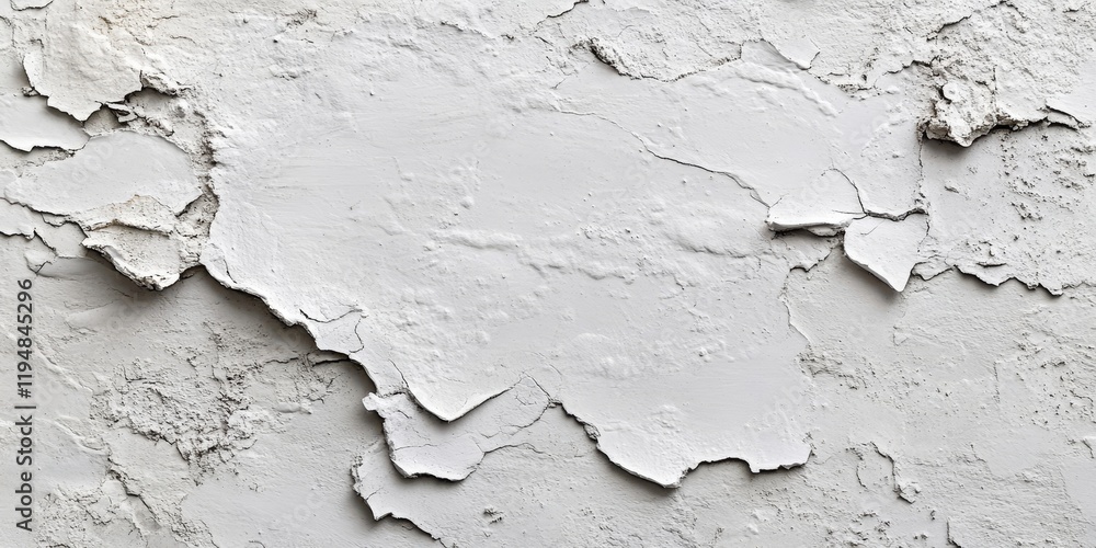 Poster textured surface of rough cement with partially applied white paint layers, features cracks and crev