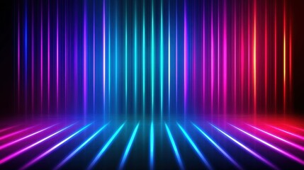 Abstract Neon Lights Background with Glowing Lines
