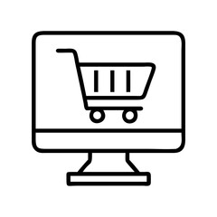 online shopping cart icon, online shopping cart line art - simple line art of online shopping cart, perfect for online shopping cart logos and icons and themed design 