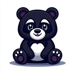 Adorable Cartoon Panda Sitting Happily