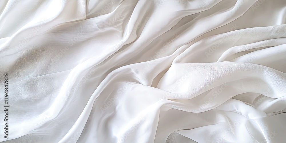 Poster textured white bedding sheets with soft folds and creases against a blurred background providing amp