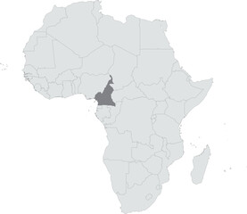 Detailed national location map of CAMEROON within the great continent of Africa