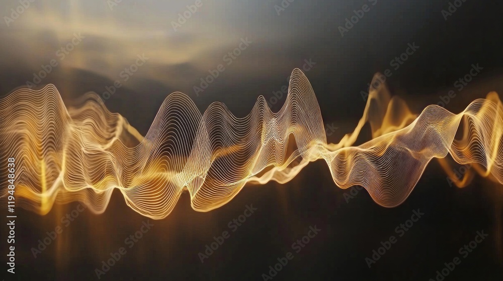Poster soft waves of light ripple through the air, creating a melodic landscape of golden hues. the tranqui